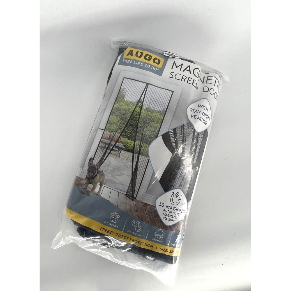 NEW AUGO Magnetic Screen Door, 38" X 83" NEVER USED Stay Open Feature